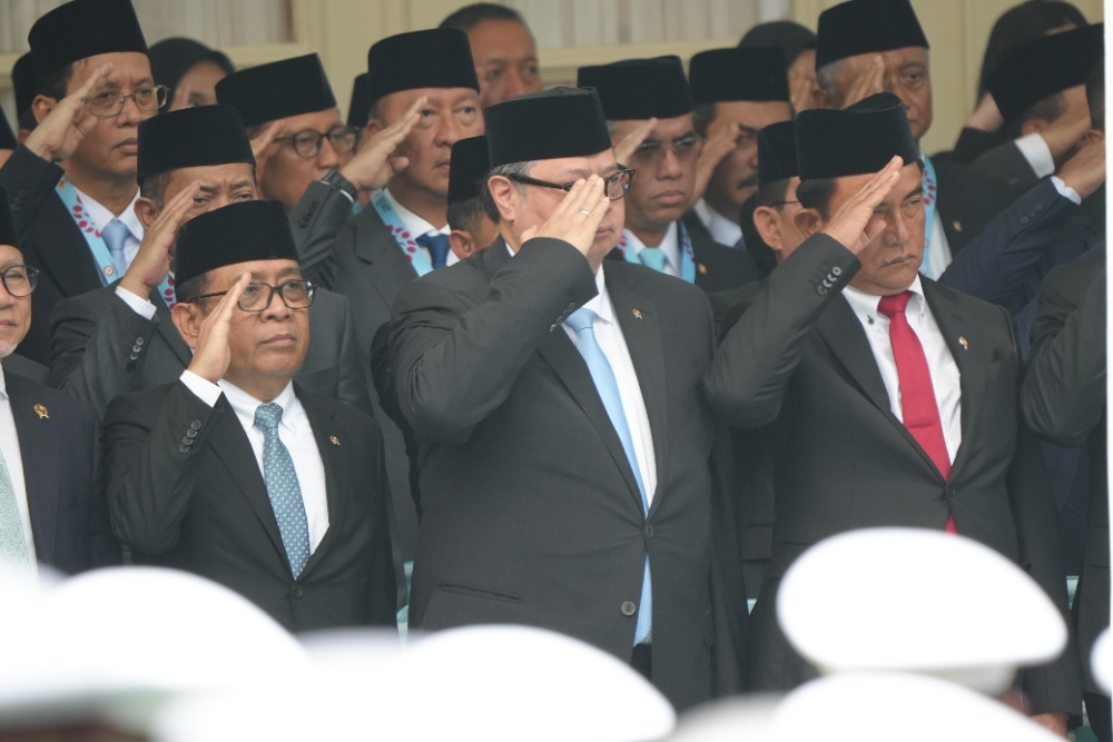 Menteri Koordinator Bidang Hukum, Hak Asasi Manusia, Imigrasi, dan Pemasyarakatan (Menko Kumham Imipas), Yusril Ihza Mahendra, menghadiri Upacara Peringatan Hari Lahir Pancasila Tahun 2026 di Gedung Pancasila, Jakarta, Senin (1/6/2026). (Foto: Kemenko Kumham Imipas RI)