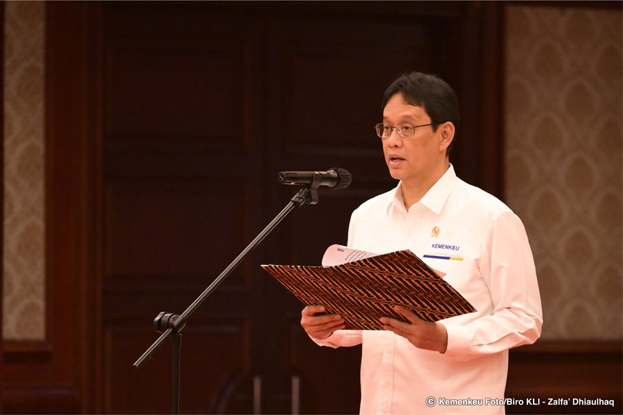 Menteri Keuangan, Purbaya Yudhi Sadewa, memimpin Upacara Peringatan Hari Lahir Pancasila Tahun 2026 di lingkungan Kementerian Keuangan, Senin (1/6/2026). (Foto: Kemenkeu RI)