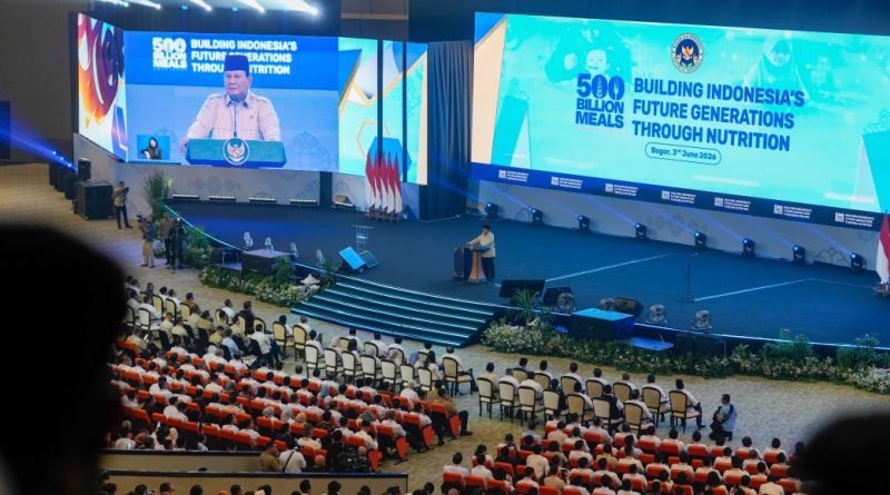 Badan Gizi Nasional terus bergerak taktis dalam mengawal program prioritas pemenuhan nutrisi nasional lewat gelaran forum berskala besar yang Building Indonesia’s Future Generations through Nutrition – An Inspiring Session by Tony Robbins: 500 Billion Meals Challenge ini digeber di Sentul International Convention Center (SICC), Bogor, Jawa Barat, Rabu (3/6/2026). (Foto: Kemenko Kumham Imipas RI)