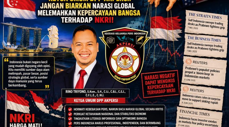 Ketua Umum Dewan Pimpinan Pusat Asosiasi Pengusaha Komoditas Ekspor Indonesia (DPP AKPERSI), Rino Triyono, meminta seluruh lapisan masyarakat untuk tetap tenang namun waspada dalam mencerna draf informasi finansial yang dirilis oleh jaringan pers asing., Rabu (10/6/2026). (Foto: DPP AKPERSI)