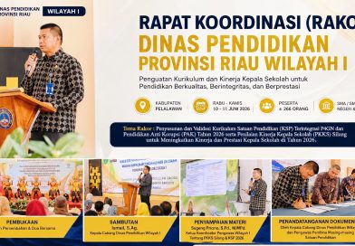 abang Dinas Pendidikan Provinsi Riau Wilayah I menggelar Rapat Koordinasi (Rakor) Penyusunan dan Validasi Kurikulum Satuan Pendidikan (KSP) Terintegrasi P4GN serta Pendidikan Anti Korupsi Tahun 2026 di Kabupaten Pelalawan, 10–11 Juni 2026. (Foto: Cabdin Pendidikan Wilayah I Riau)