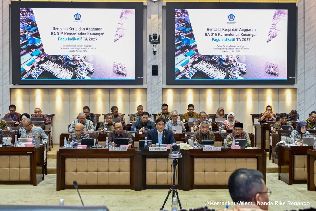 Menteri Keuangan (Menkeu) Purbaya Yudhi Sadewa mengusulkan pagu indikatif Kementerian Keuangan (Kemenkeu) Tahun Anggaran 2027 sebesar Rp49,80 triliun dalam Rapat Kerja bersama Komisi XI DPR RI di Jakarta, Senin (15/6/2026). (Foto: Kemenkeu RI)