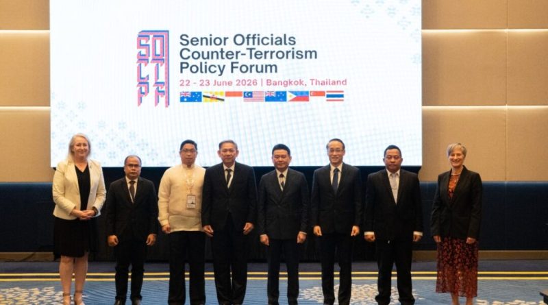 Delegasi Indonesia dalam The Senior Officials Counter-Terrorism Policy Forum (SOCTPF) dipimpin langsung oleh Asisten Deputi Koordinasi Kerja Sama Pasifik, Oseania, dan Afrika Kemenko Polkam, Parimeng, selaku Head of Delegation di Bangkok, Selasa (23/6/2026). (Foto: Kemenko Polkam RI)