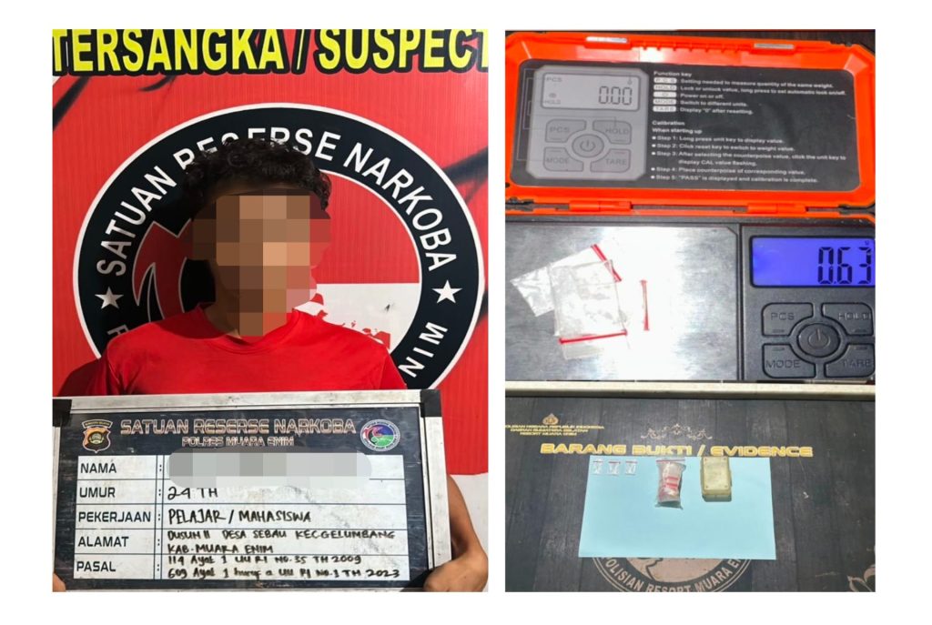 Tersangka dan barang bukti (Foto: Humas Polres Muara Enim)