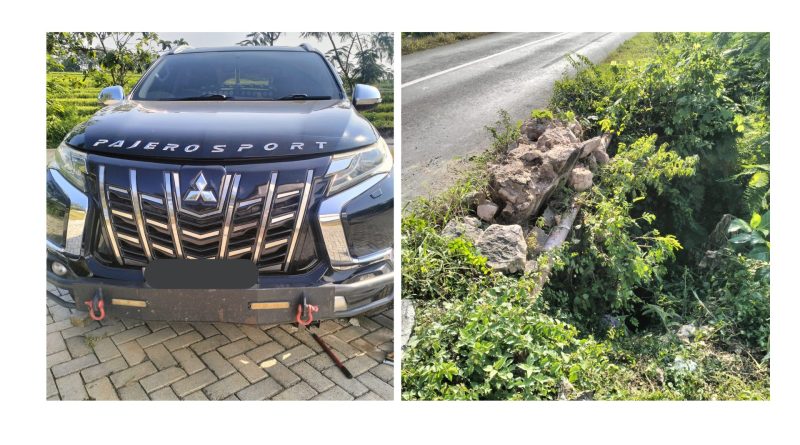 Kasus kecelakaan lalu lintas tunggal terjadi di Jalan Raya Tulakan–Sine, tepat di depan Klinik Aisyiyah, Desa Tulakan, Kecamatan Sine, Kamis (4/6/2026). (Foto: IST/Tri Sofyani Effendi)