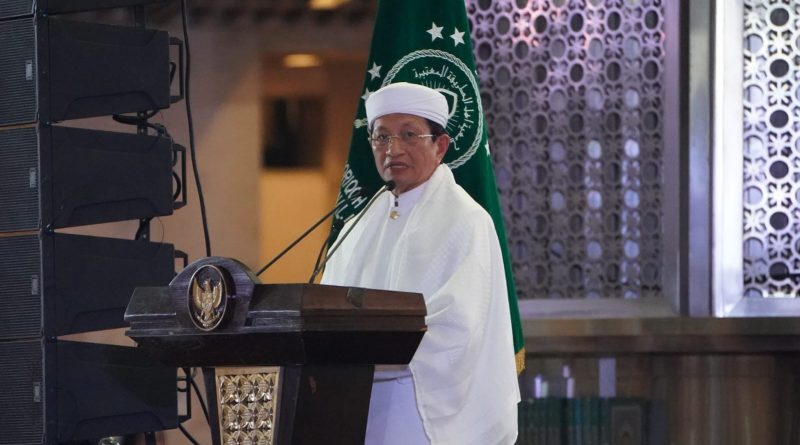Menteri Agama (Menag) Nasaruddin Umar saat menghadiri Doa Keselamatan Bangsa, Zikir Kebangsaan, dan Haul Pendiri NKRI memperingati HUT ke-81 RI di Masjid Istiqlal, Jakarta, Minggu (9/8/2026). (Foto: Kemenag RI)
