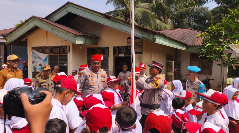 Jajaran Polda Riau menggelar Ekspedisi Merah Putih Presisi di Desa Tanjung Belit Selatan, Kecamatan Kampar Kiri Hulu, Kabupaten Kampar, Senin (10/8/2026). (Foto: Humas Polres Kampar)