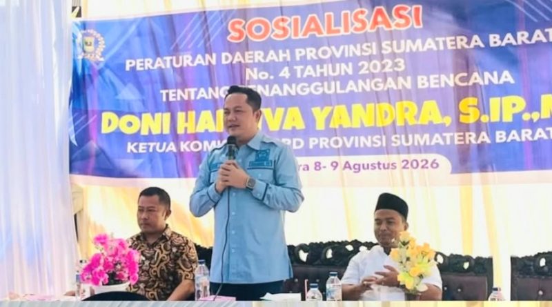 Ketua Komisi IV DPRD Provinsi Sumatera Barat, Doni Harsiva Yandra, S.IP., M.Si., hadir langsung dalam agenda tersebut untuk memberikan pemahaman pentingnya mitigasi yang terencana dan berkelanjutan. (Foto: IST/Novrianto)