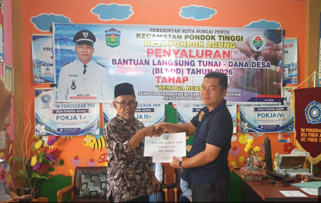 Pemerintah Desa Pondok Agung, Kecamatan Pondok Tinggi, Kota Sungai Penuh, kembali menyalurkan Bantuan Langsung Tunai Dana Desa (BLT DD) Tahun Anggaran 2026. (Foto: IST/Dewi Yulianti)
