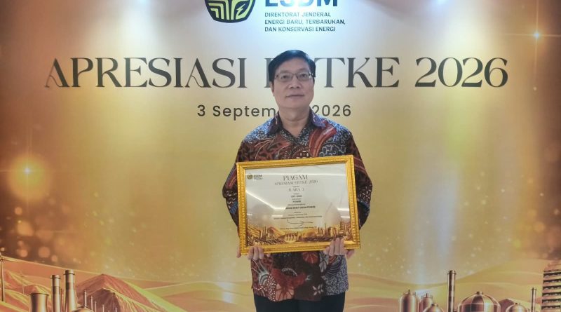 PT Huadian Bukit Asam Power sukses meraih Juara 3 Apresiasi Energi Baru Terbarukan dan Konservasi Energi (EBTKE) 2026 Kategori Off-Grid dari Kementerian Energi dan Sumber Daya Mineral (ESDM), Sabtu (6/9/2026). (Foto: Humas PTBA)