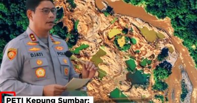Kepala Kepolisian Daerah (Kapolda) Sumatera Barat, Inspektur Jenderal Polisi Djati Wiyoto Abadhy, S.I.K., dan peta persebaran kegiatan Penambangan Emas Tanpa Izin (PETI) di Sumatera Barat. (Foto: Dok. MZK News/Chris Gangga Lala Pari)