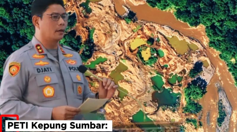 Kepala Kepolisian Daerah (Kapolda) Sumatera Barat, Inspektur Jenderal Polisi Djati Wiyoto Abadhy, S.I.K., dan peta persebaran kegiatan Penambangan Emas Tanpa Izin (PETI) di Sumatera Barat. (Foto: Dok. MZK News/Chris Gangga Lala Pari)