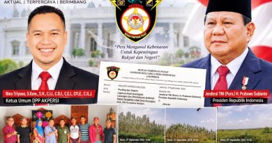Dewan Pimpinan Pusat Asosiasi Keluarga Pers Indonesia (DPP AKPERSI) melalui Ketua Umum DPP AKPERSI, Rino Triyono, S.Kom., S.H., menyampaikan laporan hasil investigasi lapangan terkait persoalan lahan di Desa Karangsia, Kecamatan Sungai Menang, Kabupaten Ogan Komering Ilir (OKI), Sumatera Selatan, kepada Presiden Republik Indonesia Prabowo Subianto. (Foto: DPP AKPERSI)