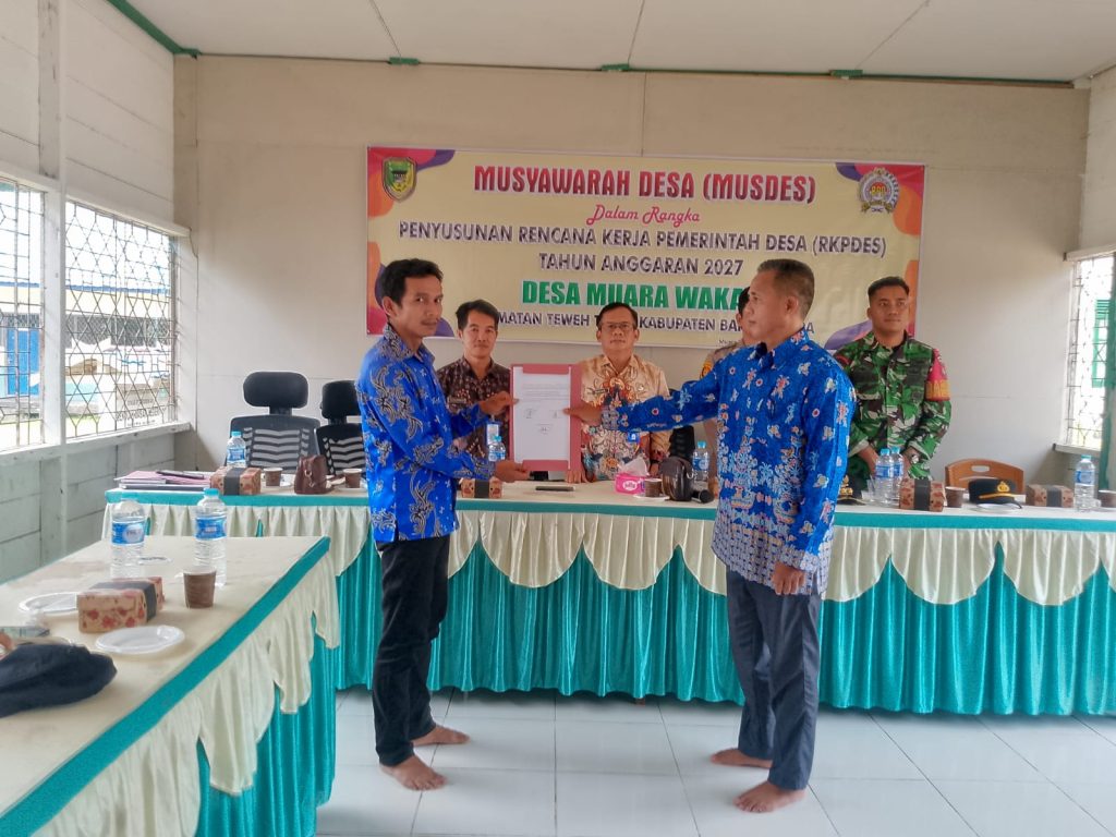 Pemerintah Desa Muara Wakat, Kecamatan Teweh Timur, menggelar Rembuk Stunting sekaligus Musyawarah Desa (Musdes) Penetapan Rencana Kerja Pemerintah Desa (RKPDes) Tahun Anggaran 2027, Kamis (10/9/2026). (Foto: IST/Carli Silitonga)