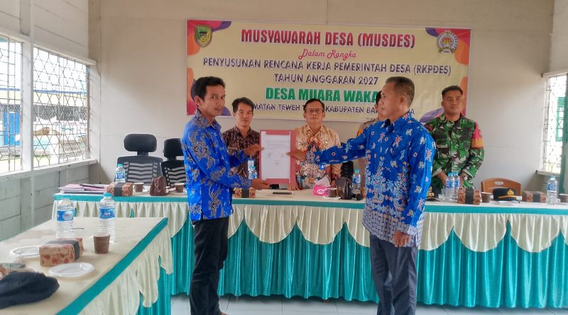 Pemerintah Desa Muara Wakat, Kecamatan Teweh Timur, menggelar Rembuk Stunting sekaligus Musyawarah Desa (Musdes) Penetapan Rencana Kerja Pemerintah Desa (RKPDes) Tahun Anggaran 2027, Kamis (10/9/2026). (Foto: IST/Carli Silitonga)