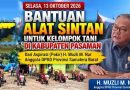Anggota DPRD Provinsi Sumatera Barat, H. Muzli M. Nur. Melalui pengalokasian dana Pokok-Pokok Pikiran (Pokir) menyerahkan bantuan alat dan mesin pertanian (alsintan) berupa mesin pengolah tanah di Kabupaten Pasaman,Selasa (13/10/2026). (Foto: IST/Novrianto)